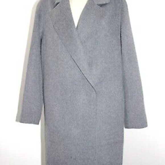 New w/tag THEORY Wool-Cashmere-Blend Coat Dark Grey Melange L $795 - Picture 8 of 10